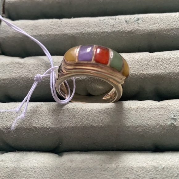 Genuine multi Jade ring - Picture 1 of 3